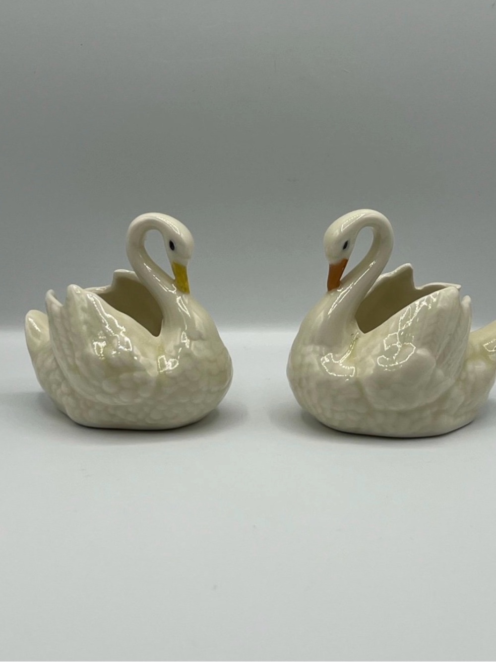 Ceramic Swan Planter Pair - Cream Decorative Accent